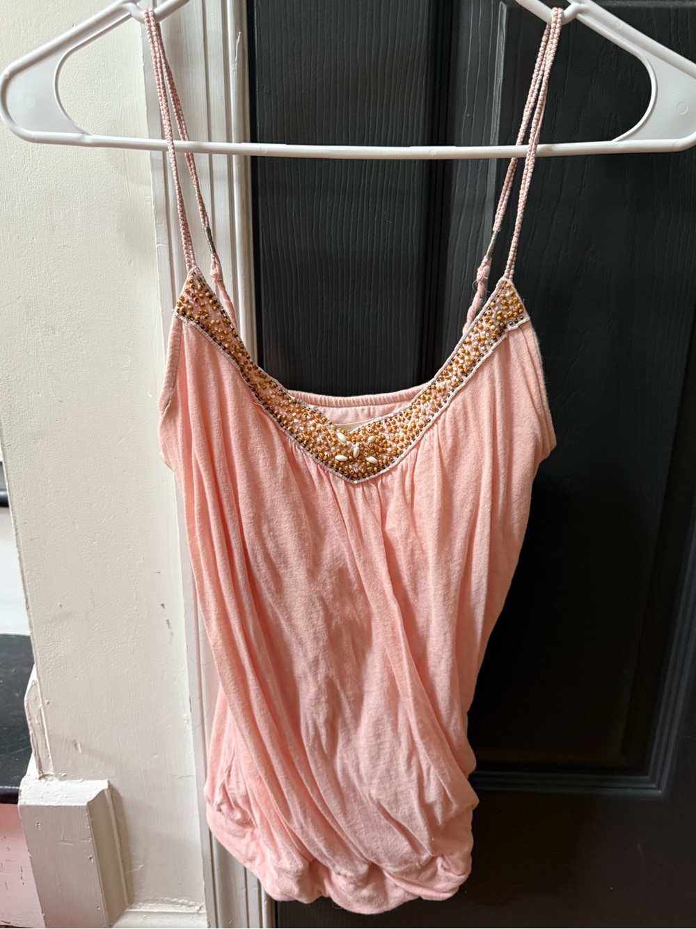 Abercrombie Y2K Beaded V-Neck Pink Women's Tank Top